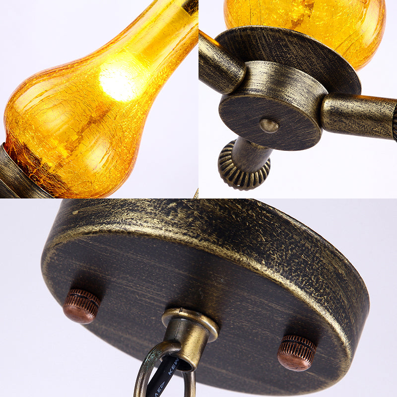 Vintage Crackle Glass Suspended Lamp 1-Light Kerosene Hanging Light in Brass for Coffee Shop Clearhalo 'Art Deco Pendants' 'Cast Iron' 'Ceiling Lights' 'Ceramic' 'Crystal' 'Industrial Pendants' 'Industrial' 'Metal' 'Middle Century Pendants' 'Pendant Lights' 'Pendants' 'Tiffany' Lighting' 163146