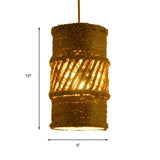1 Bulb Hanging Lamp Farmhouse Style Cylindrical Rope Ceiling Lamp in Beige for Restaurant Clearhalo 'Ceiling Lights' 'Industrial Pendants' 'Industrial' 'Middle Century Pendants' 'Pendant Lights' 'Pendants' 'Tiffany' Lighting' 163222