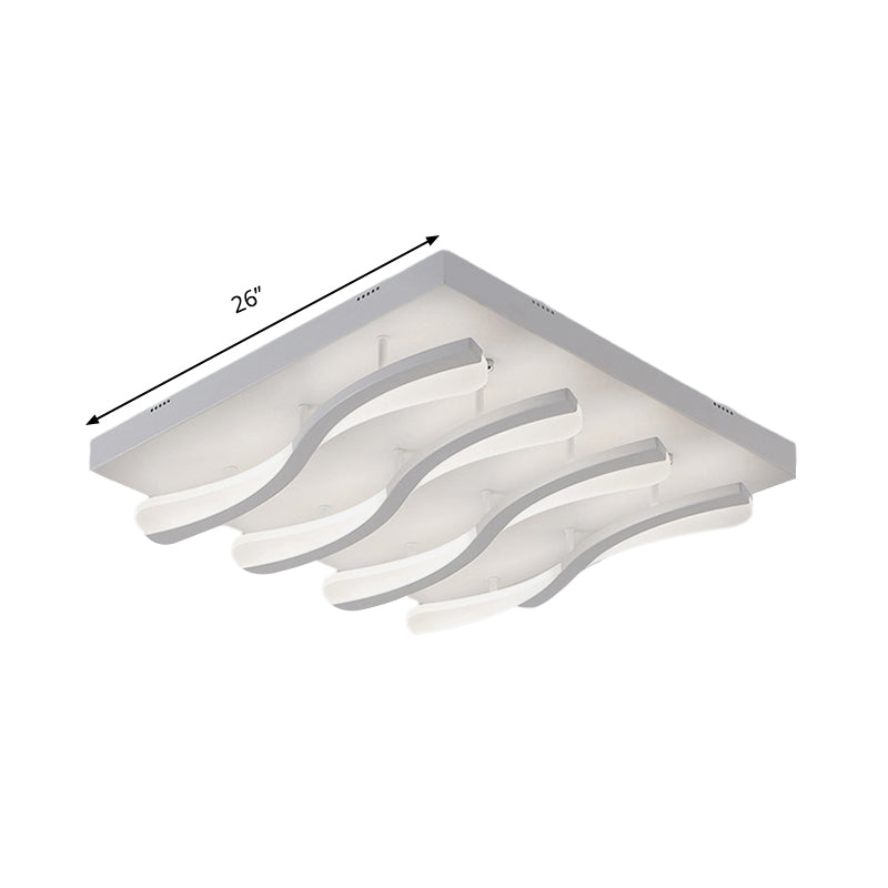 Wavy Flushmount Lighting Modernism Acrylic LED 21.5"/26" Wide Living Room Ceiling Flush Light in Warm/White Light Clearhalo 'Ceiling Lights' 'Close To Ceiling Lights' 'Close to ceiling' 'Flush mount' Lighting' 163251