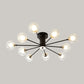 Iron Sputnik Ceiling Mounted Lamp Modern 8/10 Lights Black/White Semi Flush Pendant with Clear Glass Shade Clearhalo 'Ceiling Lights' 'Close To Ceiling Lights' 'Close to ceiling' 'Glass shade' 'Glass' 'Semi-flushmount' Lighting' 163347