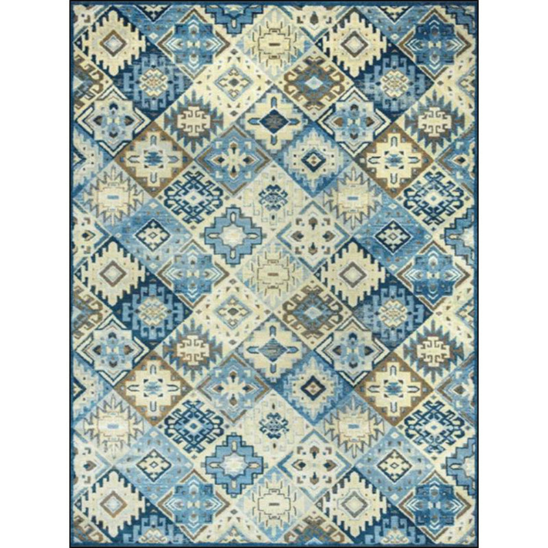 Moroccan Living Room Rug in Blue Diamond Print Rug Polyester Stain-Resistant Non-Slip Area Rug Clearhalo 'Area Rug' 'Moroccan' 'Rugs' Rug' 1634344