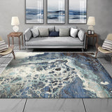 Casual Modern Rug in Blue Abstract Spray Pattern Rug Polyester Washable Carpet for Home Decoration Blue