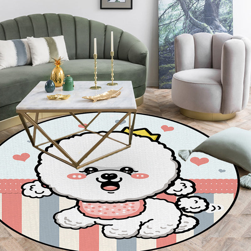 Kids Bedroom Rug in Purple and Red Animal Dog Star Strawberry Print Rug Polyester Non-Slip Area Rug Grey Clearhalo 'Area Rug' 'Rug' 1634469