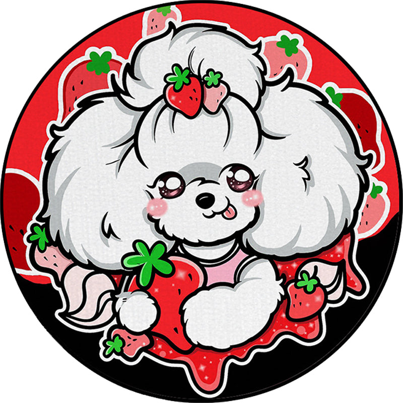 Kids Bedroom Rug in Purple and Red Animal Dog Star Strawberry Print Rug Polyester Non-Slip Area Rug Clearhalo 'Area Rug' 'Rug' 1634474