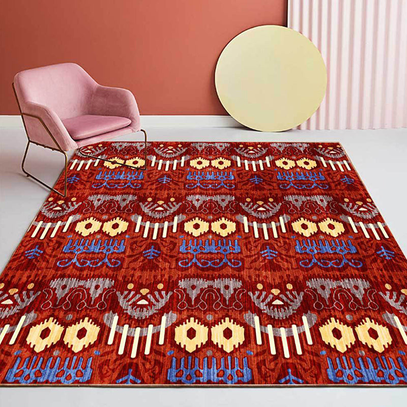 Southwestern Living Room Rug in Red Tribal Print Rug Polyester Anti-Slip Backing Area Rug Red Clearhalo 'Area Rug' 'Rugs' 'Southwestern' Rug' 1634486