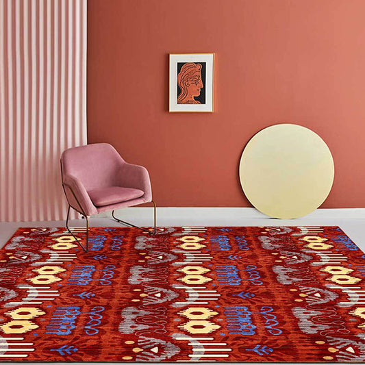 Southwestern Living Room Rug in Red Tribal Print Rug Polyester Anti-Slip Backing Area Rug Clearhalo 'Area Rug' 'Rugs' 'Southwestern' Rug' 1634487