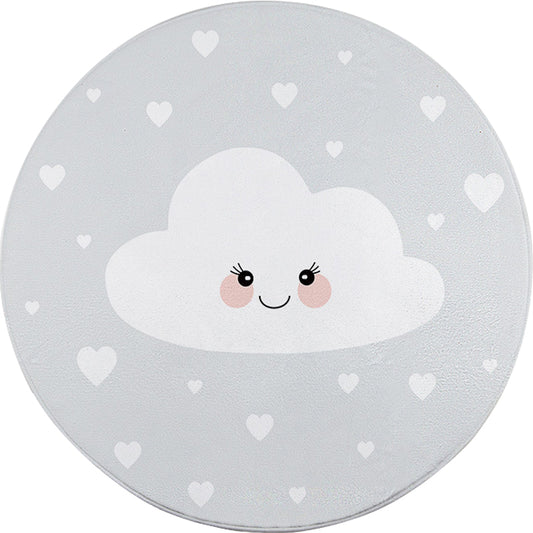 Kids Bedroom Rug in Grey Fairy Tales Cloud Heart Print Rug Polyester Stain-Resistant Non-Slip Area Rug Clearhalo 'Area Rug' 'Rug' 1634574