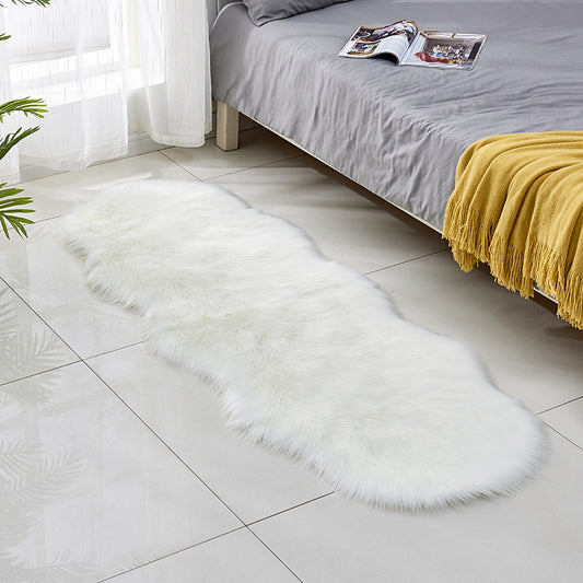 Casual Shag Rug Solid Color Rug Washable Non-Slip Backing Carpet for Living Room White