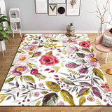 Classic French Country Rug in White Floral Leaf Pattern Rug Polyester Washable Carpet for Home Decoration Pink Clearhalo 'Area Rug' 'French Country' 'Rugs' Rug' 1634762
