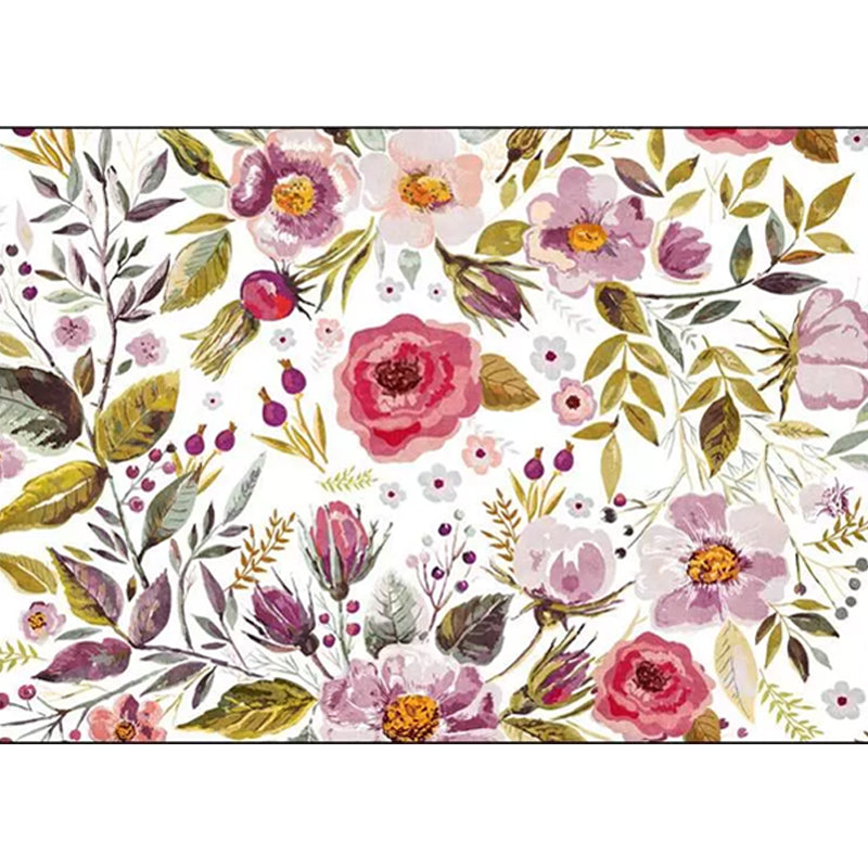 Classic French Country Rug in White Floral Leaf Pattern Rug Polyester Washable Carpet for Home Decoration Clearhalo 'Area Rug' 'French Country' 'Rugs' Rug' 1634764