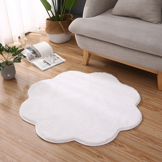 Modern Plain Rug Pink and White Polyester Rug Machine Washable Non-Slip Area Rug for Bedroom White 2'11" x 2'11" Clearhalo 'Area Rug' 'Casual' 'Rugs' Rug' 1634785