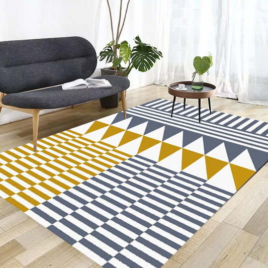 Yellow and Grey Bedroom Rug Modern Geometry Triangle Stripe Pattern Area Rug Polyester Stain-Resistant Carpet Clearhalo 'Area Rug' 'Modern' 'Rugs' Rug' 1634817