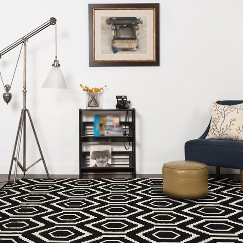Nordic Modern Rug in Black Geometry Pattern Rug Polyester Machine Washable Non-Slip Carpet for Home Decoration Clearhalo 'Area Rug' 'Modern' 'Rugs' Rug' 1634825