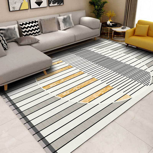 Modern Living Room Rug in Grey Geometric Circle Stripe Print Rug Polyester Stain-Resistant Area Rug Grey Clearhalo 'Area Rug' 'Modern' 'Rugs' Rug' 1634842
