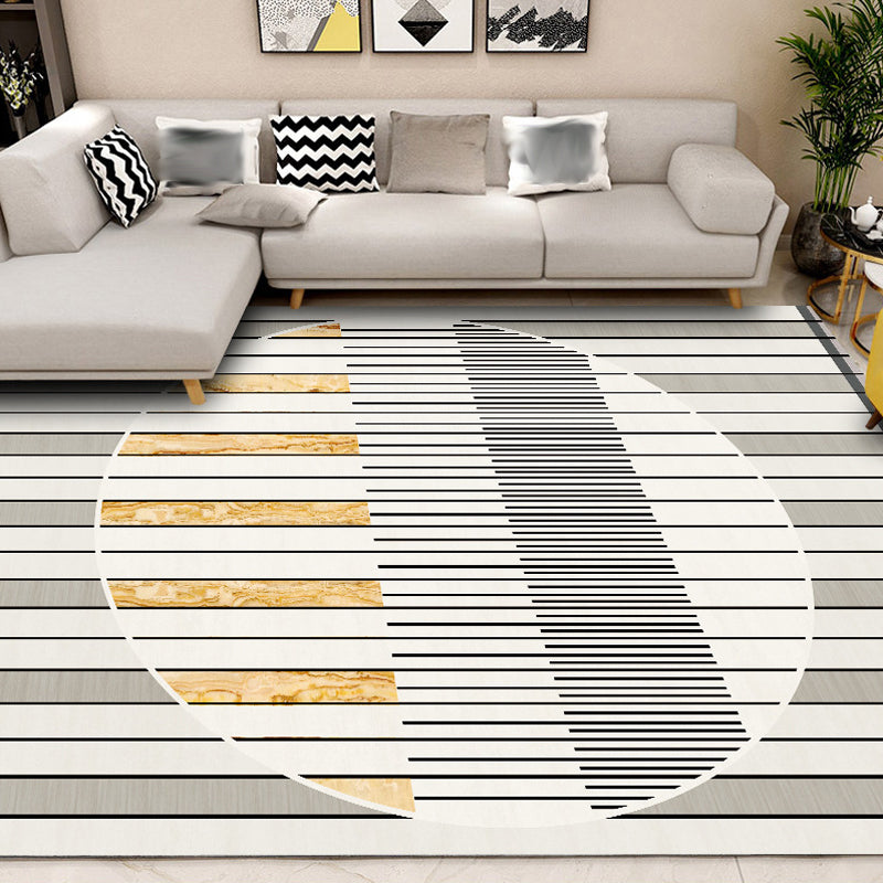 Modern Living Room Rug in Grey Geometric Circle Stripe Print Rug Polyester Stain-Resistant Area Rug Clearhalo 'Area Rug' 'Modern' 'Rugs' Rug' 1634843
