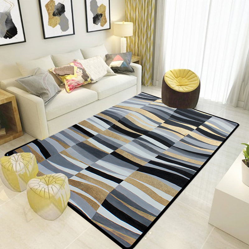 Minimalist Novelty Rug in Grey Geometry Lines Pattern Rug Polyester Machine Washable Carpet for Home Decoration Grey Design 2 Clearhalo 'Area Rug' 'Rug' 1634858