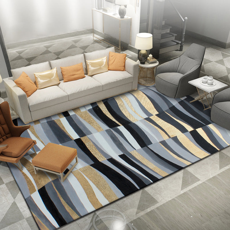 Minimalist Novelty Rug in Grey Geometry Lines Pattern Rug Polyester ...