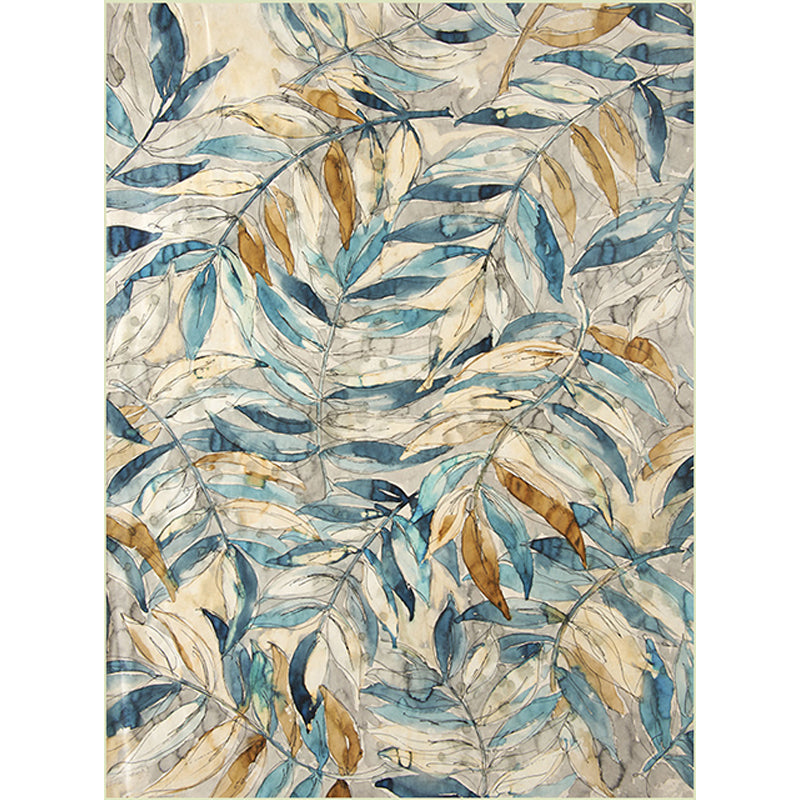 Classic Vintage Rug in Yellow and Blue Botanical Leaf Pattern Rug Polyester Anti-Slip Carpet for Home Decoration Clearhalo 'Area Rug' 'Rugs' 'Vintage' Rug' 1634863