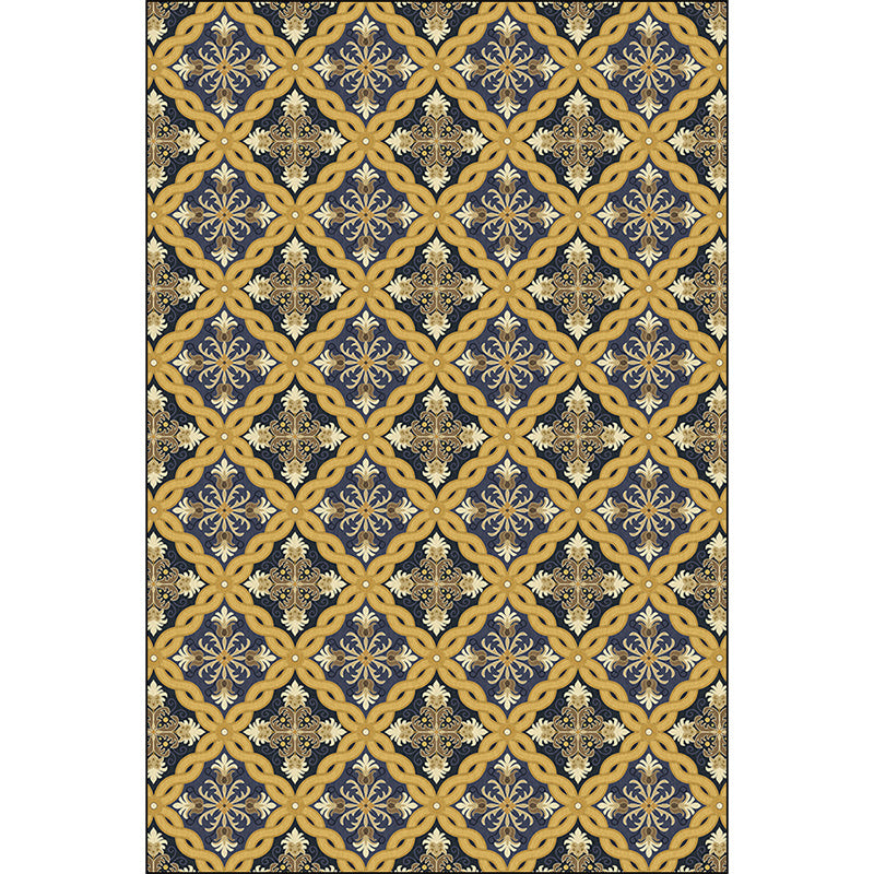 Moroccan Living Room Rug in Yellow Floral Chain Print Rug Polyester Pet Friendly Non-Slip Area Rug Clearhalo 'Area Rug' 'Moroccan' 'Rugs' Rug' 1634871