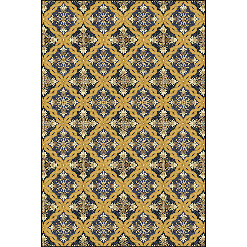 Moroccan Living Room Rug in Yellow Floral Chain Print Rug Polyester Pet Friendly Non-Slip Area Rug Clearhalo 'Area Rug' 'Moroccan' 'Rugs' Rug' 1634871