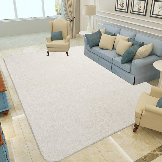 White and Grey Bedroom Rug Casual Plain Area Rug Stain-Resistant Machine Washable Carpet Cream