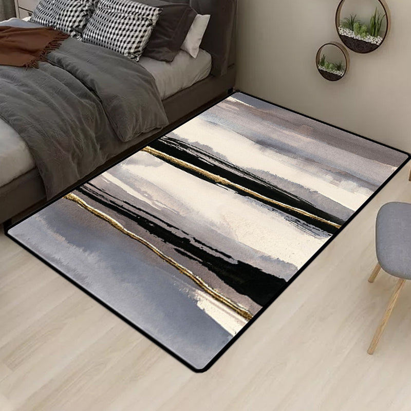 Modern Living Room Rug in Grey Abstract Stripe Print Rug Polyester Non-Slip Backing Area Rug Grey Design 2 Clearhalo 'Area Rug' 'Modern' 'Rugs' Rug' 1634961