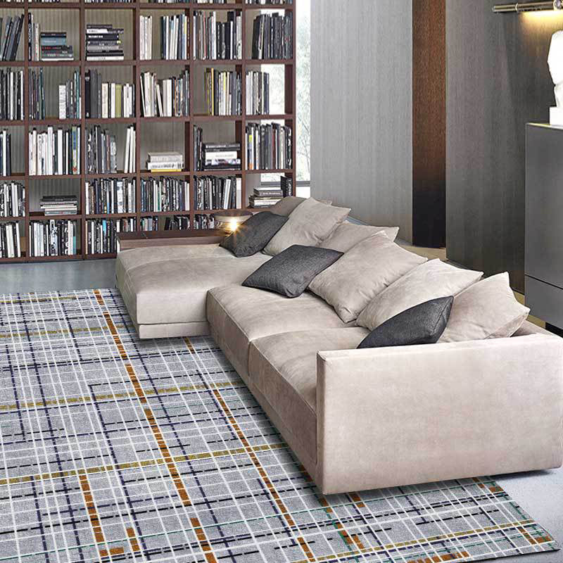 Grey Novelty Rug Polyester Checked Pattern Rug Washable Non-Slip Backing Carpet for Living Room Orange Clearhalo 'Area Rug' 'Modern' 'Rugs' Rug' 1634985