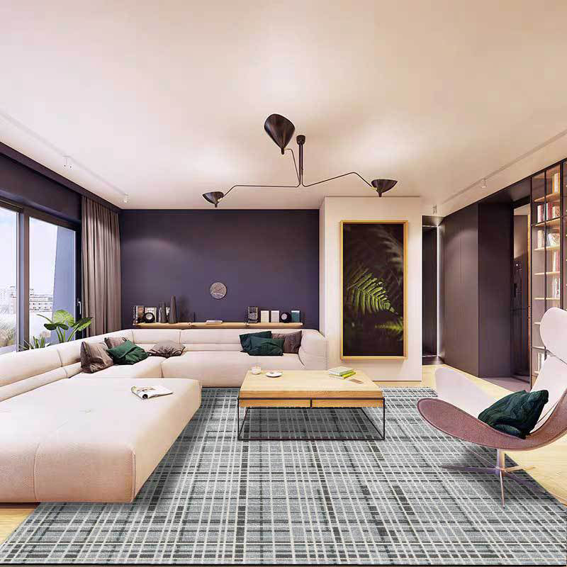 Grey Novelty Rug Polyester Checked Pattern Rug Washable Non-Slip Backing Carpet for Living Room Green Clearhalo 'Area Rug' 'Modern' 'Rugs' Rug' 1634993
