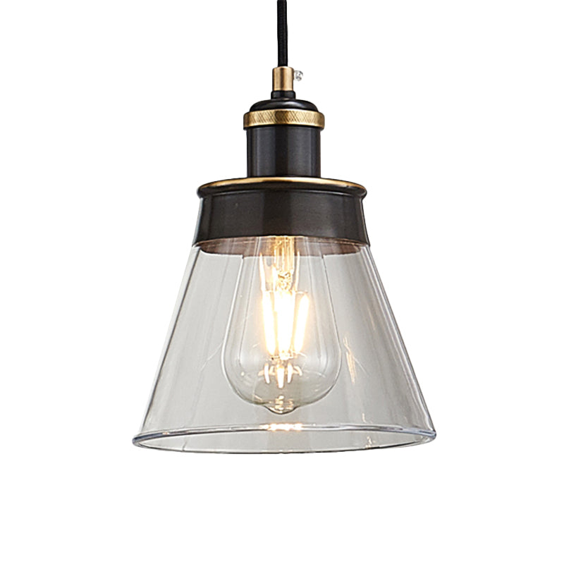 Brass 1 Light Pendant Lighting Industrial Clear/Amber/Smoked Glass Cone Hanging Lamp for Indoor Clearhalo 'Ceiling Lights' 'Glass shade' 'Glass' 'Industrial Pendants' 'Industrial' 'Island Lights' 'Middle Century Pendants' 'Pendant Lights' 'Pendants' 'Tiffany' Lighting' 163500
