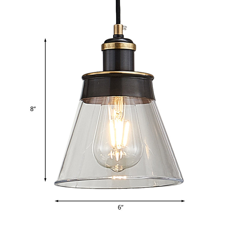 Brass 1 Light Pendant Lighting Industrial Clear/Amber/Smoked Glass Cone Hanging Lamp for Indoor Clearhalo 'Ceiling Lights' 'Glass shade' 'Glass' 'Industrial Pendants' 'Industrial' 'Island Lights' 'Middle Century Pendants' 'Pendant Lights' 'Pendants' 'Tiffany' Lighting' 163501