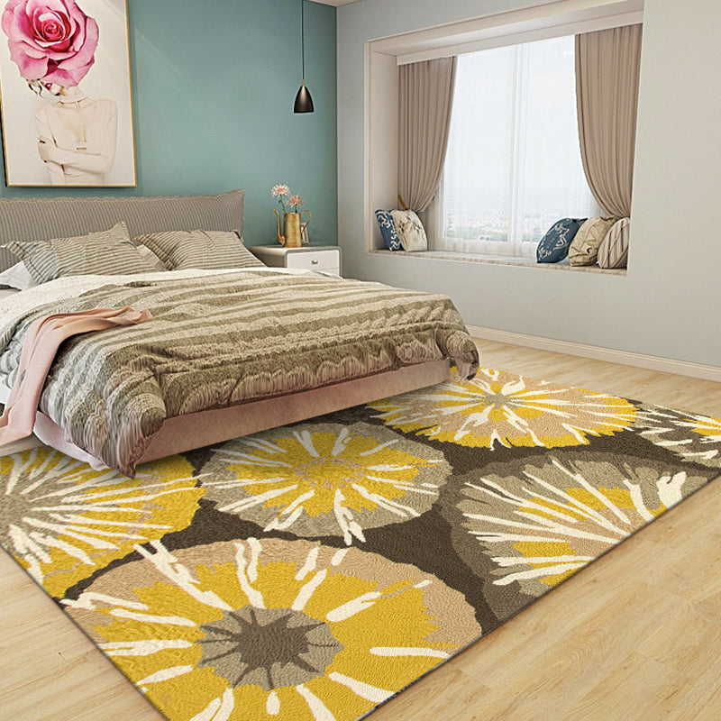 Novelty Floral Print Rug Yellow and Blue Polyester Rug Machine Washable Non-Slip Area Rug for Bedroom Clearhalo 'Area Rug' 'Modern' 'Rugs' Rug' 1635010