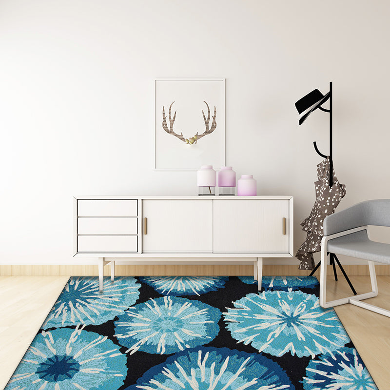 Novelty Floral Print Rug Yellow and Blue Polyester Rug Machine Washable Non-Slip Area Rug for Bedroom Clearhalo 'Area Rug' 'Modern' 'Rugs' Rug' 1635018