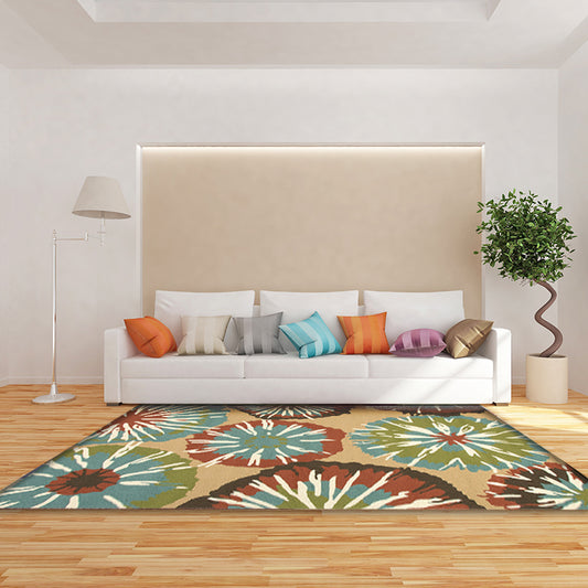 Novelty Floral Print Rug Yellow and Blue Polyester Rug Machine Washable Non-Slip Area Rug for Bedroom Green Clearhalo 'Area Rug' 'Modern' 'Rugs' Rug' 1635025