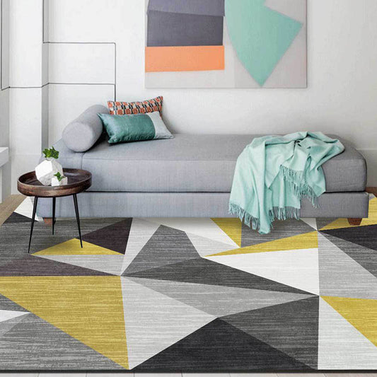 Funky Geometric Pattern Rug Grey and Golden Nordic Rug Polyester Washable Anti-Slip Backing Area Rug for Living Room Grey Clearhalo 'Area Rug' 'Modern' 'Rugs' Rug' 1635033