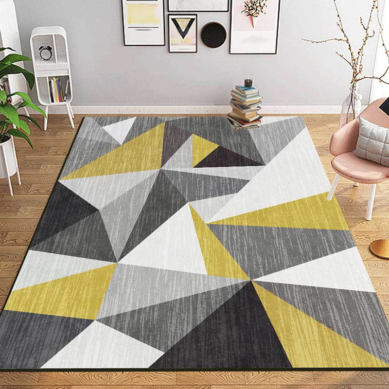 Funky Geometric Pattern Rug Grey and Golden Nordic Rug Polyester Washable Anti-Slip Backing Area Rug for Living Room Clearhalo 'Area Rug' 'Modern' 'Rugs' Rug' 1635034