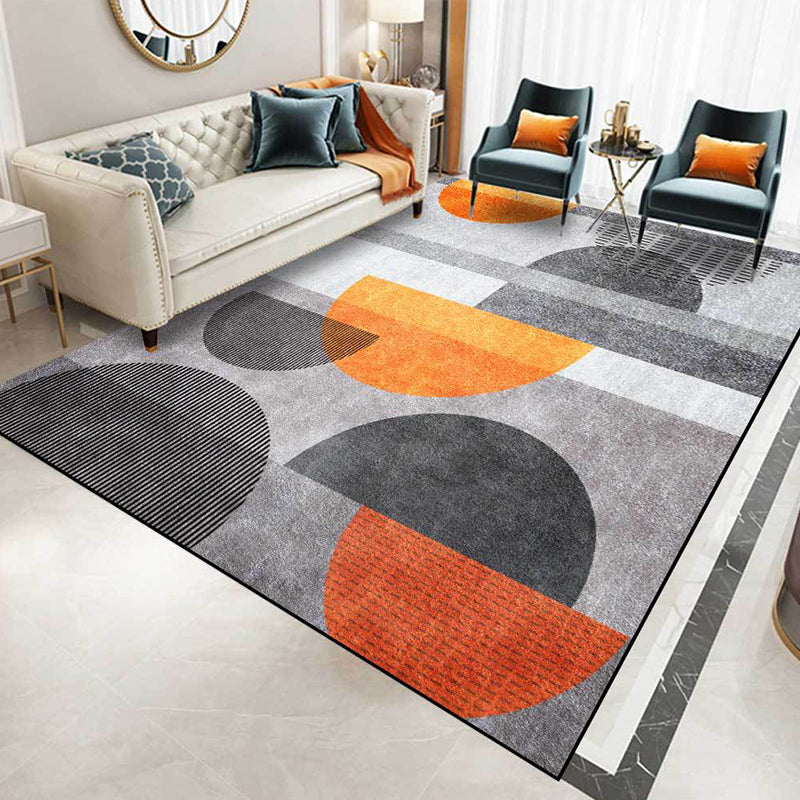 Colorblock Throw Rugs Contemporary Colorblock Rug Grey and Orange Polyester Rug Machine ...