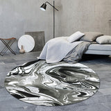 Contemporary Modern Rug in Black and White Abstract Painting Pattern Rug Polyester Washable Carpet for Home Decoration Black-White Design 2