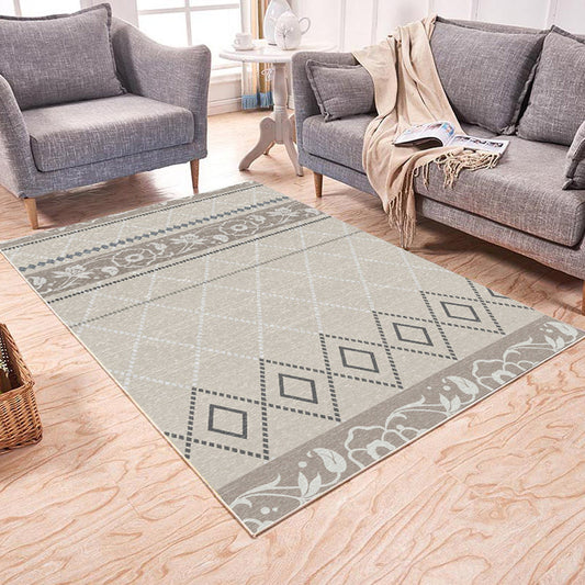 Brown and White Bedroom Rug Southwestern Geometric Diamond Stripe Pattern Area Rug Polyester Pet Friendly Carpet Grey Clearhalo 'Area Rug' 'Rugs' 'Southwestern' Rug' 1635134