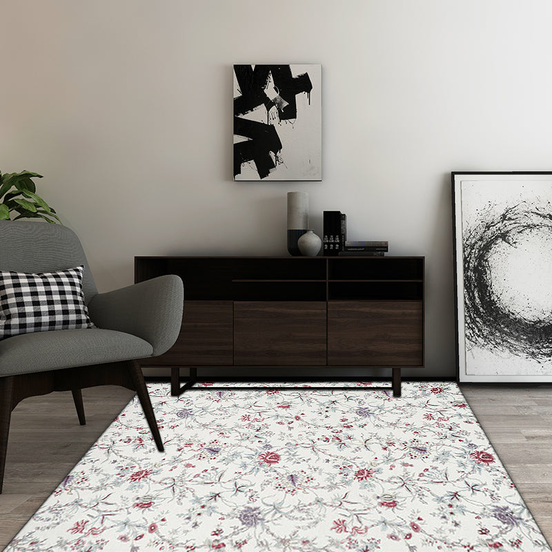 Traditional Floral Pattern Rug White Classic Rug Polyester Washable Non-Slip Backing Area Rug for Living Room Apricot Clearhalo 'Area Rug' 'Rugs' 'Vintage' Rug' 1635140