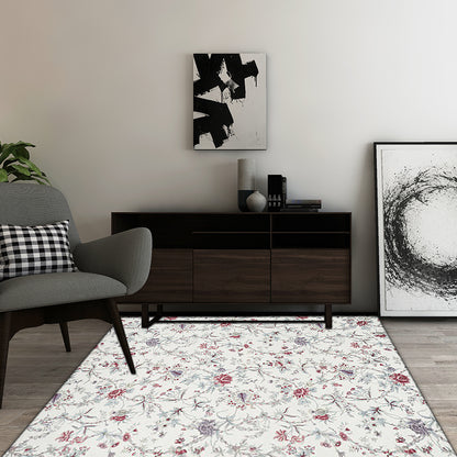 Traditional Floral Pattern Rug White Classic Rug Polyester Washable Non-Slip Backing Area Rug for Living Room Apricot Clearhalo 'Area Rug' 'Rugs' 'Vintage' Rug' 1635140