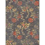 Dark Grey Vintage Rug Polyester Floral and Leaf Pattern Rug Washable Non-Slip Backing Carpet for Living Room Clearhalo 'Area Rug' 'Rugs' 'Vintage' Rug' 1635158