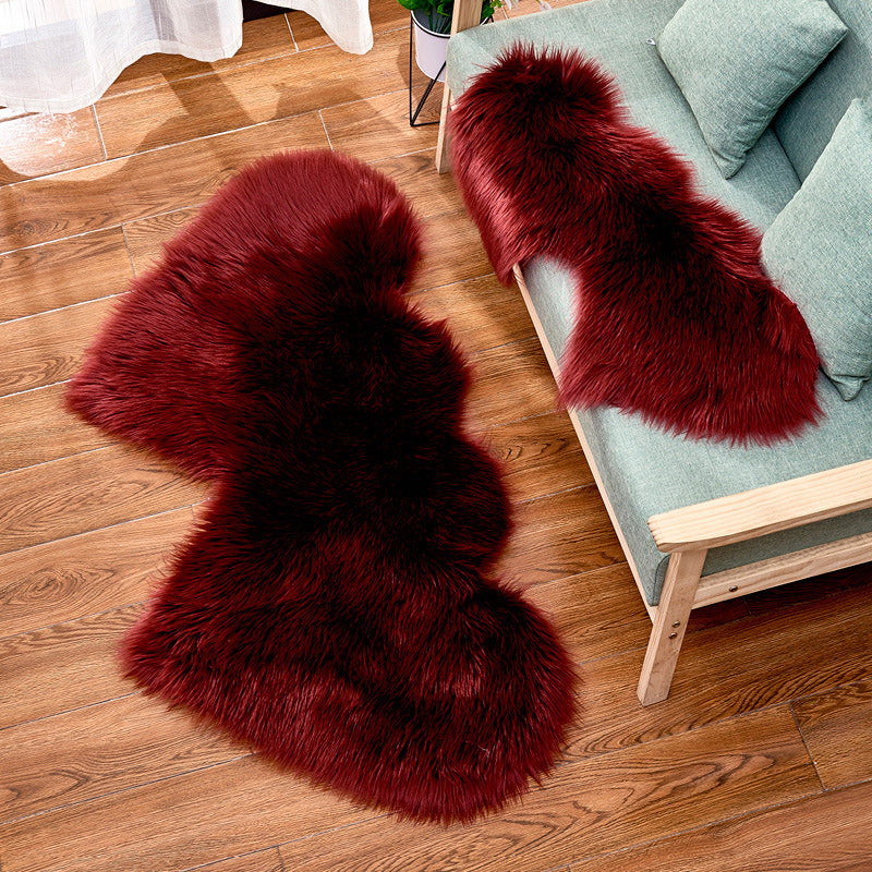 Stylish Solid Color Rug Red and Grey Casual Rug Faux Fur Washable Anti-Slip Backing Area Rug for Living Room Crimson Clearhalo 'Area Rug' 'Casual' 'Rugs' Rug' 1635352