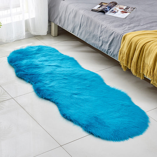 Modern Plain Rug Pink and Black Fluffy Rug Machine Washable Non-Slip Area Rug for Bedroom Dark Blue