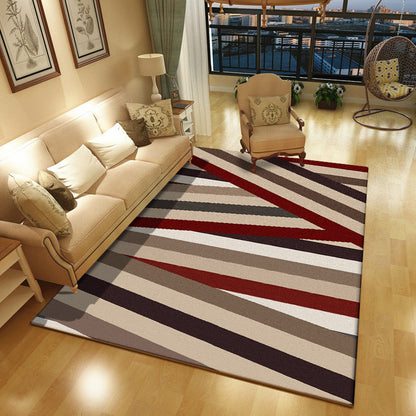 Novelty Living Room Rug in Brown Geometric Stripe Print Rug Polyester Non-Slip Backing Washable Area Rug Brown Clearhalo 'Area Rug' 'Rug' 1635419
