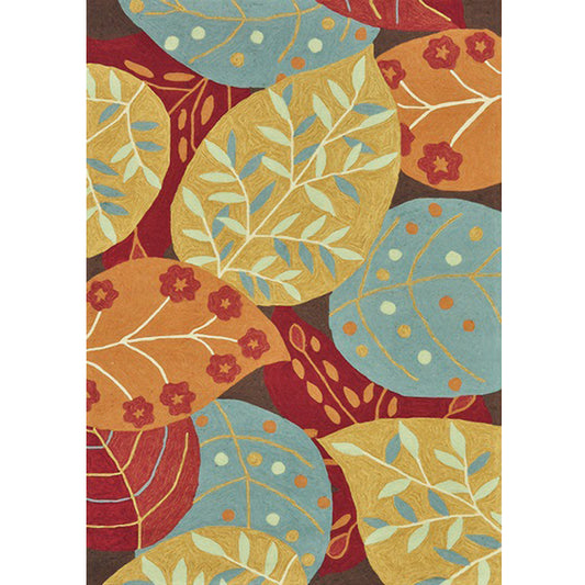 Red and Yellow Bedroom Rug Vintage Botanical Leaf Pattern Area Rug Polyester Anti-Slip Backing Carpet Clearhalo 'Area Rug' 'Rugs' 'Vintage' Rug' 1635438