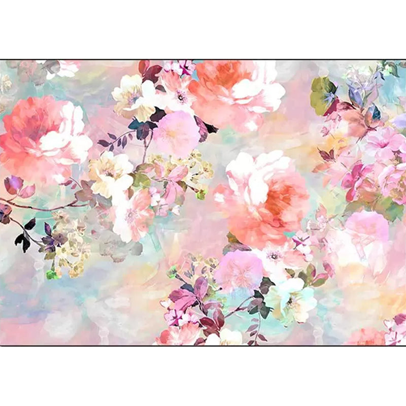 Pink Bedroom Rug French Country Floral Leaf Pattern Area Rug Polyester Machine Washable Carpet Clearhalo 'Area Rug' 'French Country' 'Rugs' Rug' 1635447