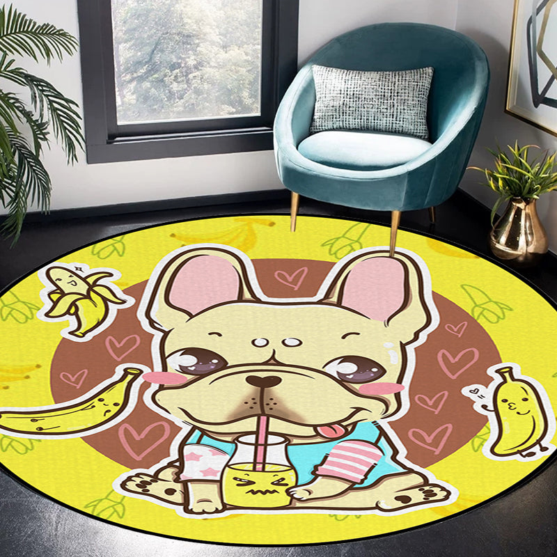 Cute Kids Rug in Pink and Yellow Animal Dog Banana Balloon Pattern Rug Polyester Washable Carpet for Nursery Clearhalo 'Area Rug' 'Rug' 1635454