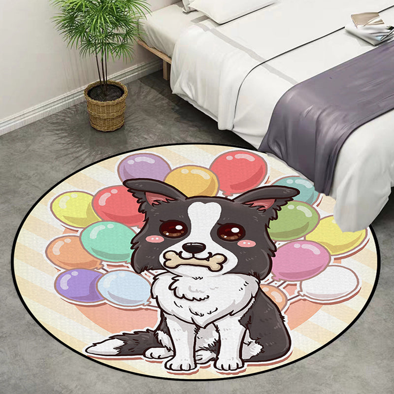 Cute Kids Rug in Pink and Yellow Animal Dog Banana Balloon Pattern Rug Polyester Washable Carpet for Nursery Grey Clearhalo 'Area Rug' 'Rug' 1635470