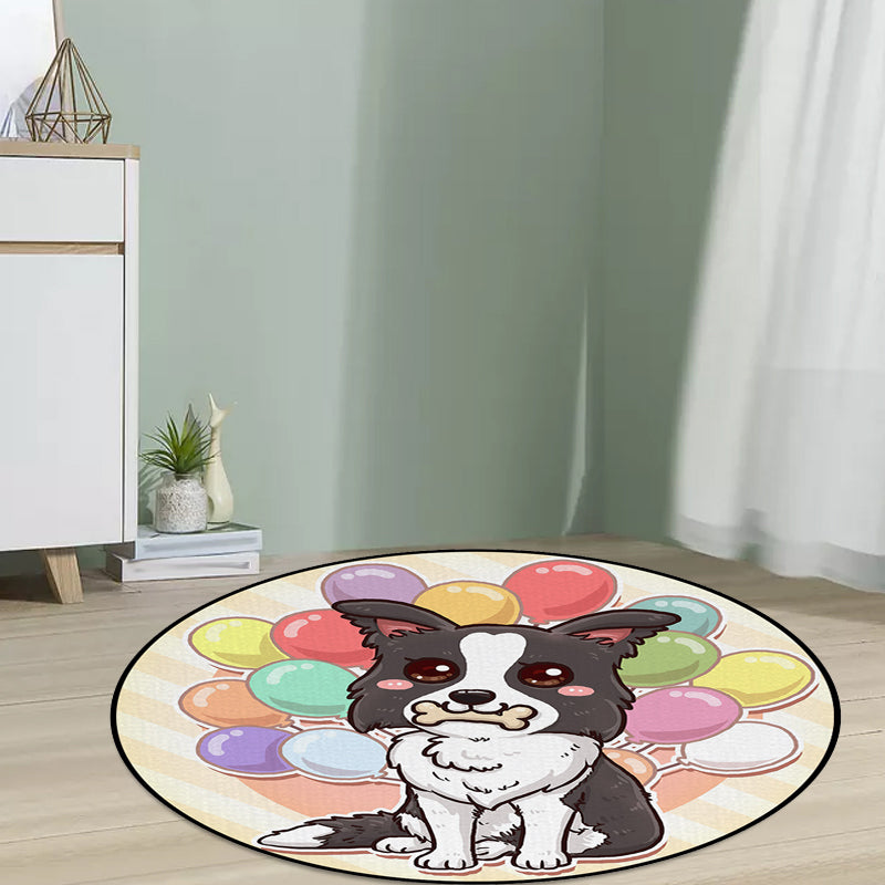 Cute Kids Rug in Pink and Yellow Animal Dog Banana Balloon Pattern Rug Polyester Washable Carpet for Nursery Clearhalo 'Area Rug' 'Rug' 1635471