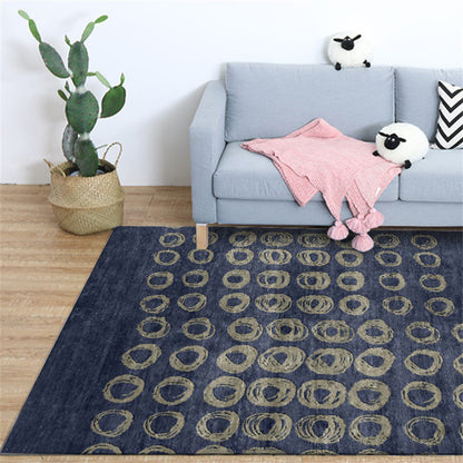 Novelty Living Room Rug in Blue Geometric Circle Print Rug Polyester Non-Slip Backing Washable Area Rug Blue Clearhalo 'Area Rug' 'Rug' 1635481